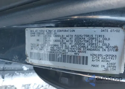 2002 Toyota 4Runner Sr5 V6 from USA, damaged, VIN JT3HN86R220391667